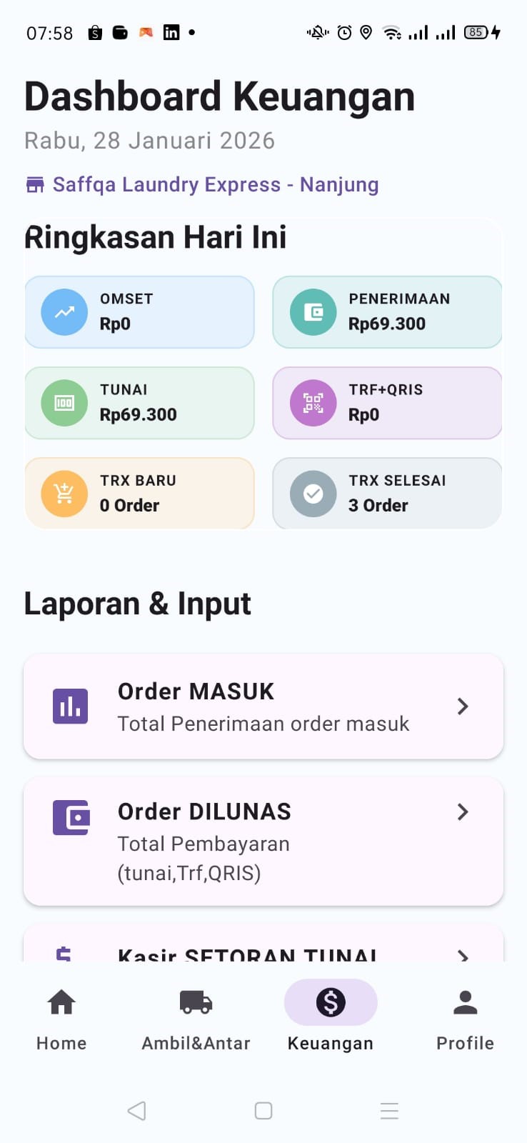 Tampilan Aplikasi Saffqa Laundry 2